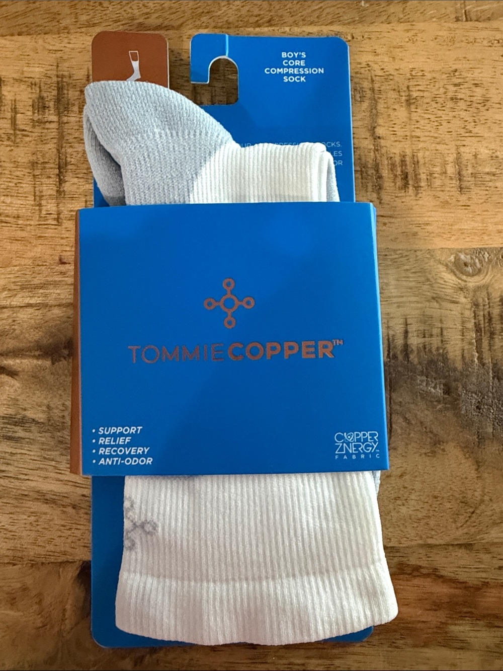 Boy’s Crew White Compression Socks Size 6 to 8.5